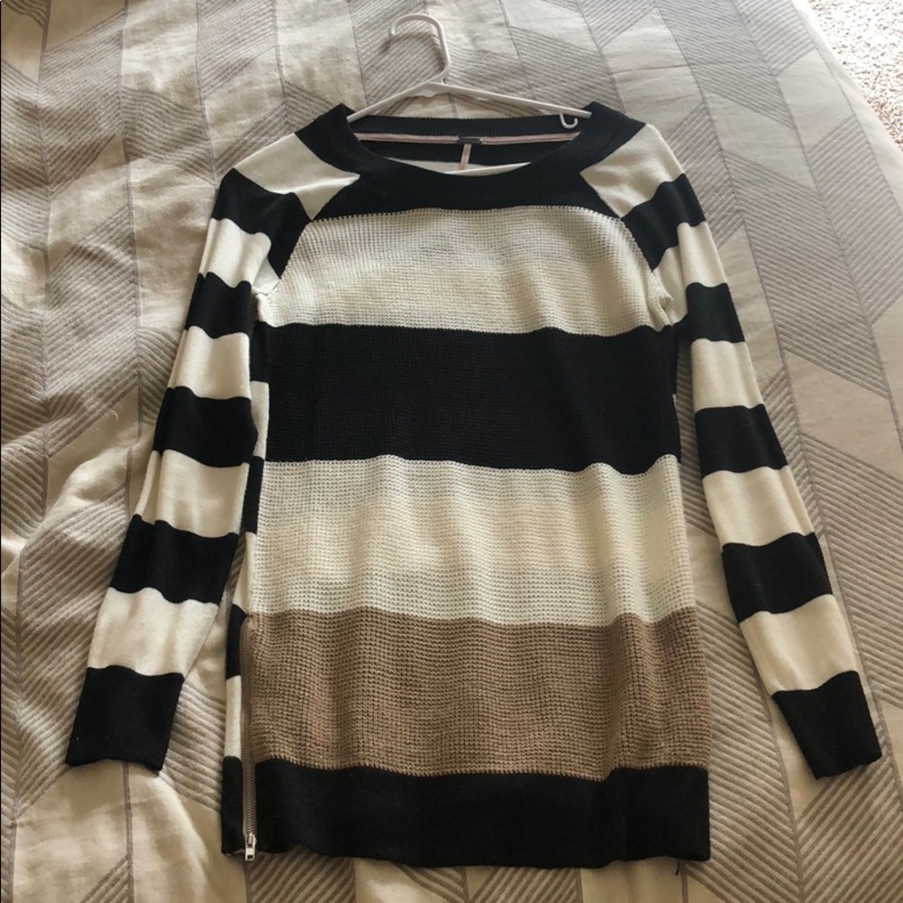 Black white and brown stripped sweater